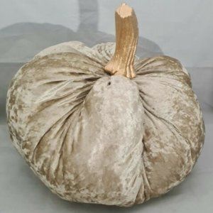 Halloween Light Gold Velvet Velour Jumbo XXL Pumpkin Fabric Plush Fall Decor 16"